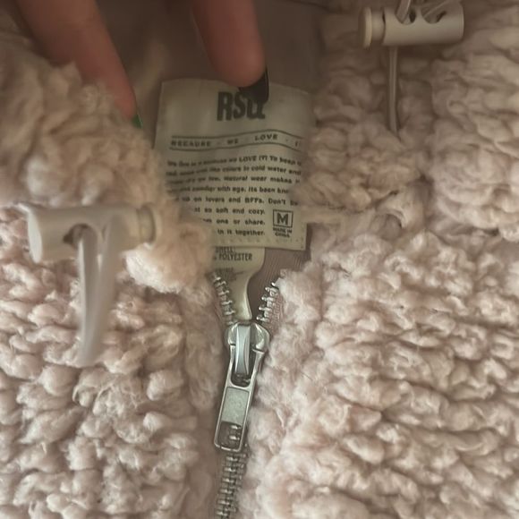 RSQ Solid Cozy Womens Blush Sherpa Jacket Size Medium - Picture 8 of 11